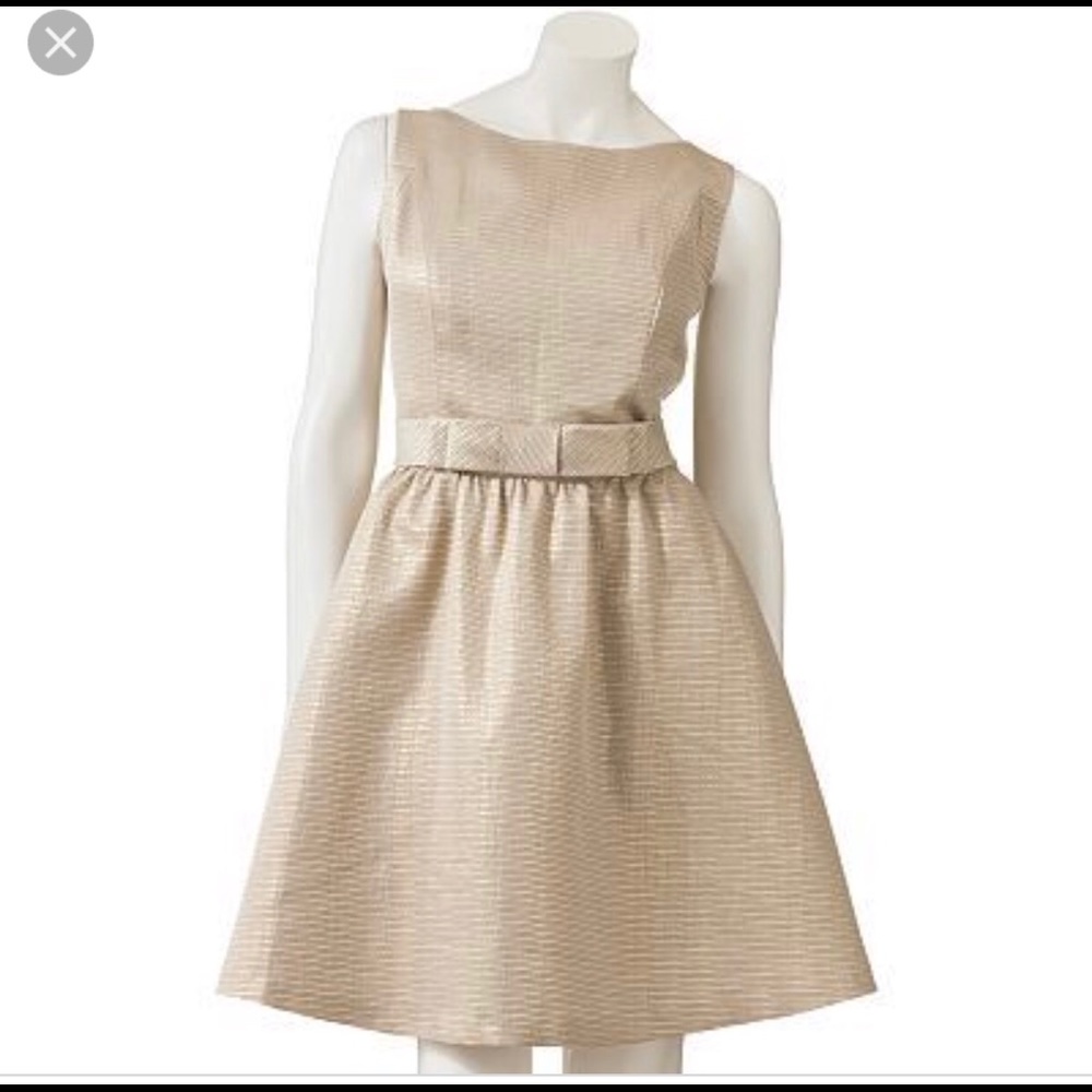 LC Lauren Conrad Gold Bow Dress
